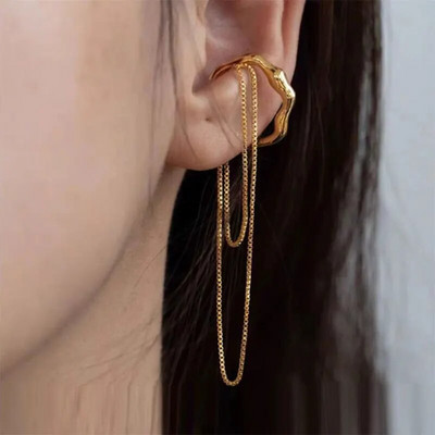 Kpop INS garās pušķu ķēdes auss saspraudes auskars sievietēm 1 gab Skrimšļa auss aproces viltus gliemežnīcas pīrsings auss korejiešu modes rotaslietas