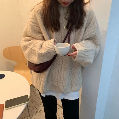 Pulóverek Női Vintage Lila Harajuku Simple Ulzzang Divatos női kötöttáru, hosszú ujjú, téli őszi alap Femme elegáns pulóverek