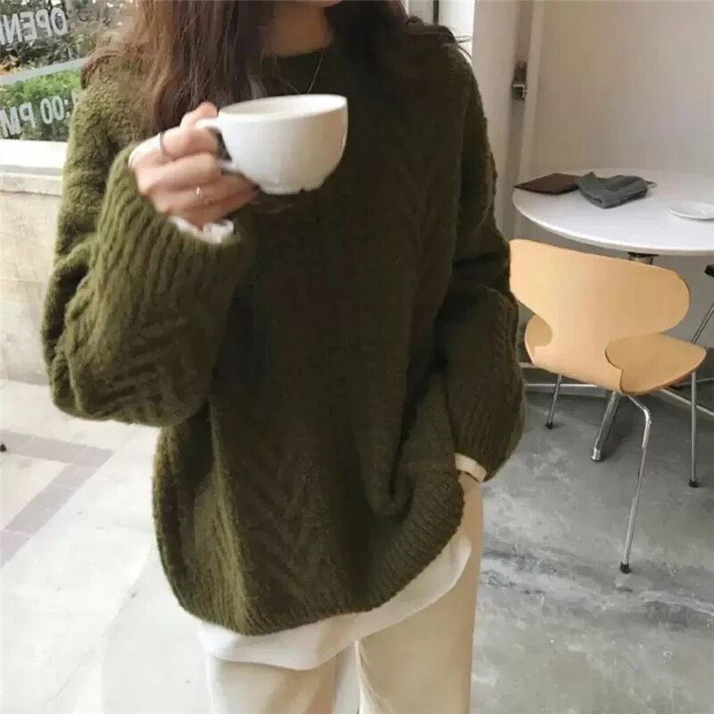 Pulóverek Női Vintage Lila Harajuku Simple Ulzzang Divatos női kötöttáru, hosszú ujjú, téli őszi alap Femme elegáns pulóverek