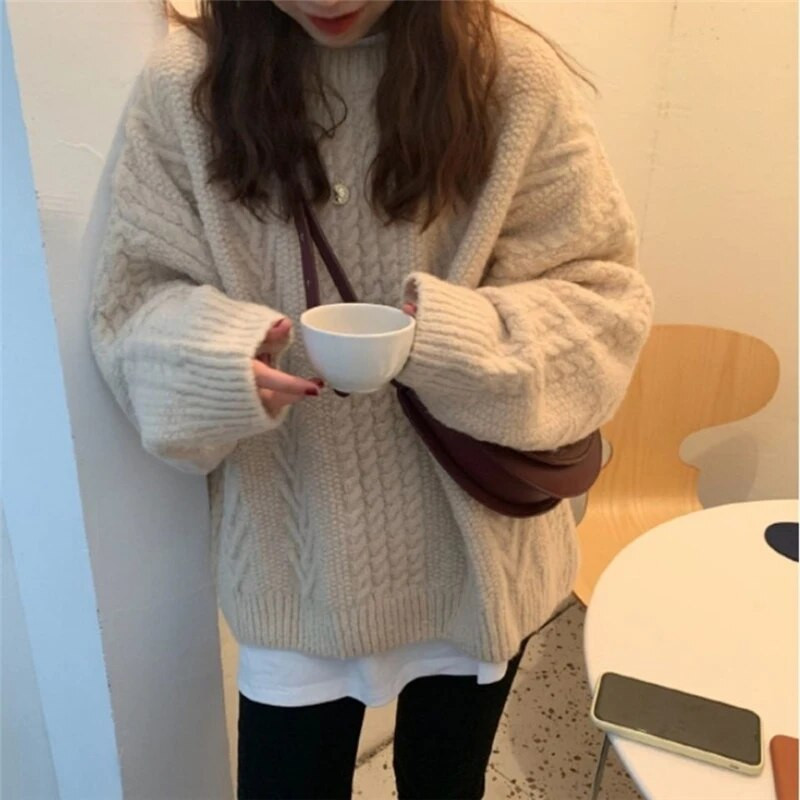 Pulóverek Női Vintage Lila Harajuku Simple Ulzzang Divatos női kötöttáru, hosszú ujjú, téli őszi alap Femme elegáns pulóverek
