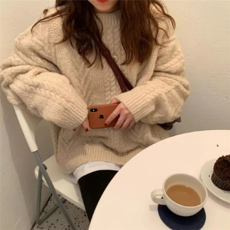 Pulóverek Női Vintage Lila Harajuku Simple Ulzzang Divatos női kötöttáru, hosszú ujjú, téli őszi alap Femme elegáns pulóverek