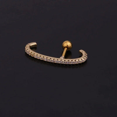 Modes C nerūsējošā tērauda CZ pīrsings auskars sievietēm auss spirāle ar skrūvējamu atpakaļ cirkona auskaru pīrsings ķermeņa rotaslietas 1 gab.