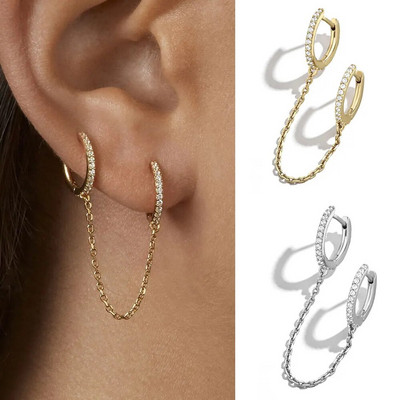 Trend cirkon kerek visszahúzható fülbevaló nőknek Huggie dupla piercing karika fülbevaló fülbevaló kiegészítők divat ékszerek ajándék