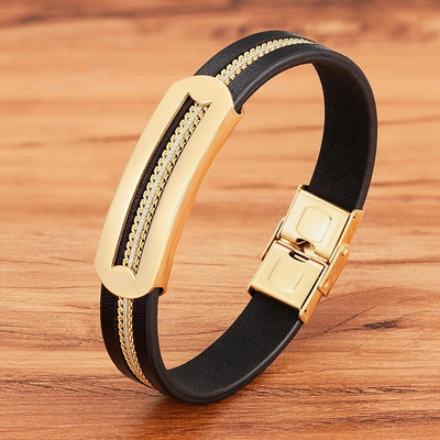 XQNI Vīriešu aksesuāri Rotaslietas Ādas Ķēdes Savienojums Nerūsējošā tērauda Vīriešu Ādas Rokassprādze Dzimšanas Dienas Dāvanai