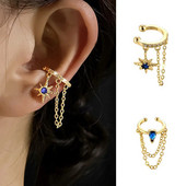 Saites ķēde Ausu saspraudes gliemežnīcas auskari sievietēm franču elegants zelta krāsā Zvaigzne cirkons, necaurdurošs auss aproču rotaslietas vairumtirdzniecība KCE203