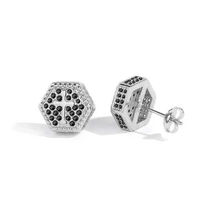 Hiphop Rock Punk Cross Stud Férfi Fülbevaló Iced Out CZ cirkónia Visszacsavarható Piercing Fülbevaló Rapper Homme Gift Fashion Jewelry