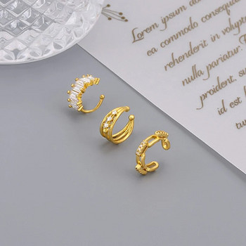 Κρυστάλλινο ψεύτικο σκουλαρίκι τρυπήματος για γυναίκες Ζιργκόν σε χρυσό χρώμα Μανσέτα αυτιού για γυναικεία κομψή κουβανέζικη αλυσίδα χόνδρου σκουλαρίκι κοσμήματα