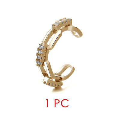 Kristály hamis piercing fülbevaló nőknek cirkónia arany színű fülmandzsetta női elegáns kubai link lánc porcos fülbevaló ékszer