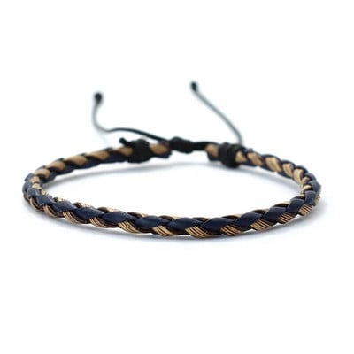 Noter Χειροποίητο υφαντό βραχιόλι από γνήσιο δέρμα ανδρικό ρυθμιζόμενο κερί σχοινί Vintage αξεσουάρ Δώρο για αυτόν Pulseiras Masculina