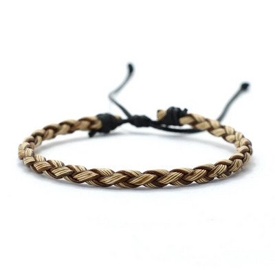 Noter Χειροποίητο υφαντό βραχιόλι από γνήσιο δέρμα ανδρικό ρυθμιζόμενο κερί σχοινί Vintage αξεσουάρ Δώρο για αυτόν Pulseiras Masculina
