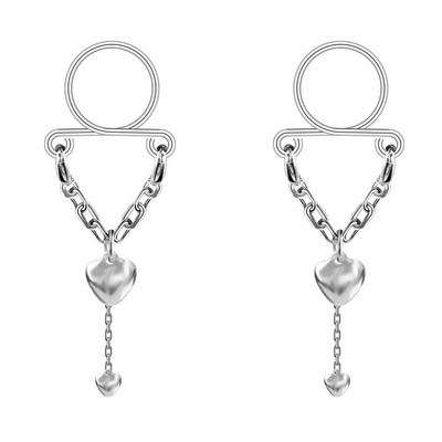 2 ks sexy nastaviteľný falošný piercing do bradavky pre ženy z nehrdzavejúcej ocele s čerešňovým srdcom, prsiami, hrudníkom, dekoráciou, šperky na telo, darček