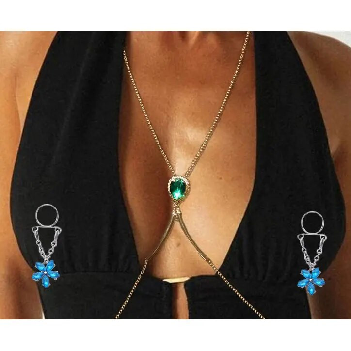 2 ks sexy nastaviteľný falošný piercing do bradavky pre ženy z nehrdzavejúcej ocele s čerešňovým srdcom, prsiami, hrudníkom, dekoráciou, šperky na telo, darček