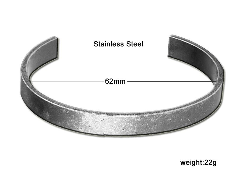 MKENDN Punk Men Vintage oksidēts melns nerūsējošā tērauda vienkāršas aproces rokassprādzes rokassprādze viņam Valentīna dienas dāvana