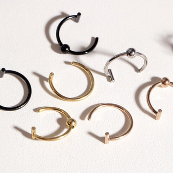 Gothic Fake Piercing Δαχτυλίδι χειλιών από ανοξείδωτο ατσάλι για Γυναικεία Δακτυλίδια μύτης Ear Hoop Clip Σκουλαρίκια χόνδρου Septum Piercing Goth 3PCS