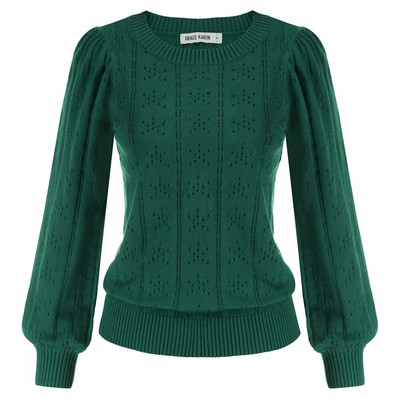 GK elegantiški megztiniai, moteriški megztiniai su iškirptomis rankovėmis ilgomis rankovėmis, mezginiai, palaidi, megzti marškiniai, palaidinė, briaunoti ploni viršutiniai drabužiai