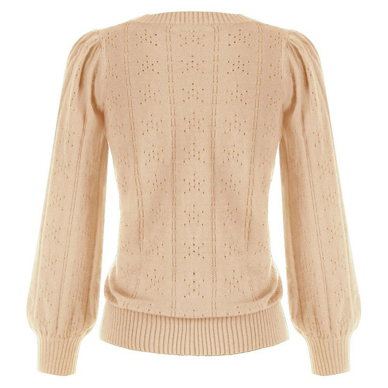 GK elegantiški megztiniai, moteriški megztiniai su iškirptomis rankovėmis ilgomis rankovėmis, mezginiai, palaidi, megzti marškiniai, palaidinė, briaunoti ploni viršutiniai drabužiai