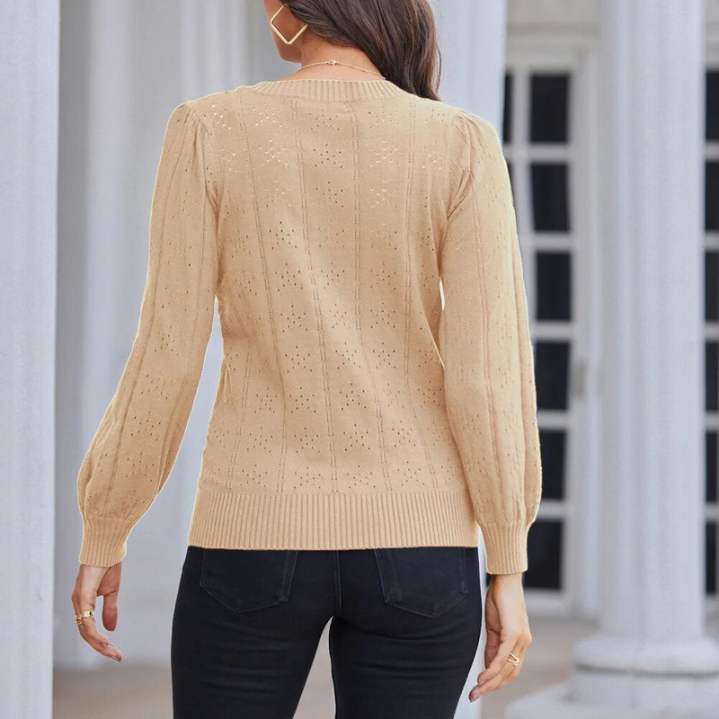 GK elegantiški megztiniai, moteriški megztiniai su iškirptomis rankovėmis ilgomis rankovėmis, mezginiai, palaidi, megzti marškiniai, palaidinė, briaunoti ploni viršutiniai drabužiai