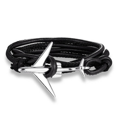 Hot Ale Air Style Hope Többrétegű bőr horgony karkötő férfi rozsdamentes acél repülőgép bilincs csat Barátság Pulseira Homme