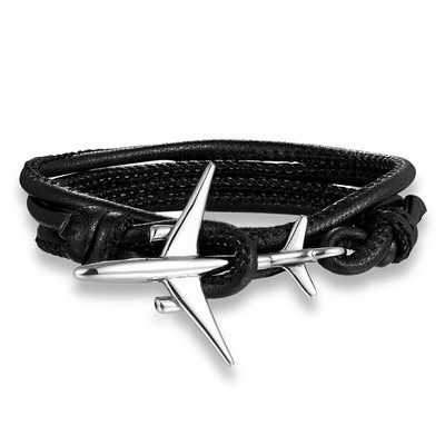 Hot Ale Air Style Hope Többrétegű bőr horgony karkötő férfi rozsdamentes acél repülőgép bilincs csat Barátság Pulseira Homme