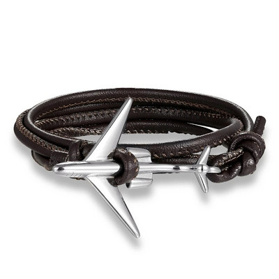 Hot Ale Air Style Hope Többrétegű bőr horgony karkötő férfi rozsdamentes acél repülőgép bilincs csat Barátság Pulseira Homme