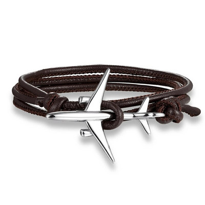 Hot Ale Air Style Hope Többrétegű bőr horgony karkötő férfi rozsdamentes acél repülőgép bilincs csat Barátság Pulseira Homme
