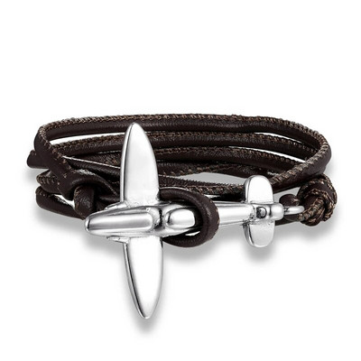 Hot Ale Air Style Hope Többrétegű bőr horgony karkötő férfi rozsdamentes acél repülőgép bilincs csat Barátság Pulseira Homme