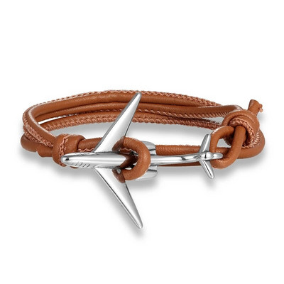 Hot Ale Air Style Hope Többrétegű bőr horgony karkötő férfi rozsdamentes acél repülőgép bilincs csat Barátság Pulseira Homme
