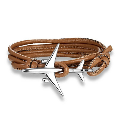 Hot Ale Air Style Hope Többrétegű bőr horgony karkötő férfi rozsdamentes acél repülőgép bilincs csat Barátság Pulseira Homme
