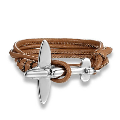 Hot Ale Air Style Hope Többrétegű bőr horgony karkötő férfi rozsdamentes acél repülőgép bilincs csat Barátság Pulseira Homme