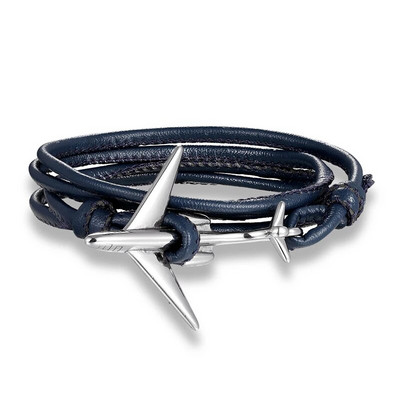 Hot Ale Air Style Hope Többrétegű bőr horgony karkötő férfi rozsdamentes acél repülőgép bilincs csat Barátság Pulseira Homme