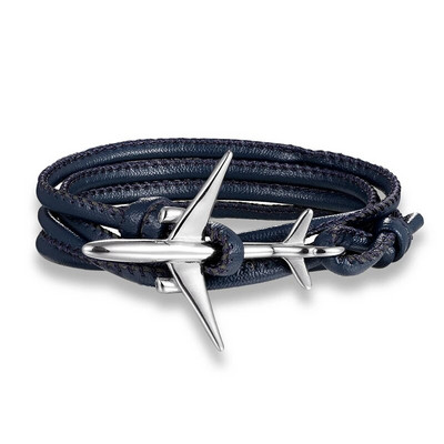 Hot Ale Air Style Hope Többrétegű bőr horgony karkötő férfi rozsdamentes acél repülőgép bilincs csat Barátság Pulseira Homme