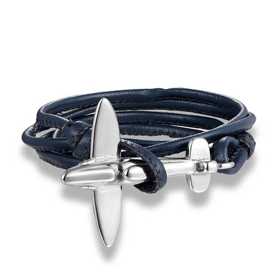 Hot Ale Air Style Hope Többrétegű bőr horgony karkötő férfi rozsdamentes acél repülőgép bilincs csat Barátság Pulseira Homme