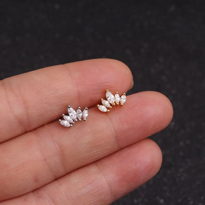 1 db Holdcsillag Szív Kereszt Virág Korona Helix Piercing Tragus Stud Conch Fülbevaló Arany és Ezüst Szín Cz Porc Stud