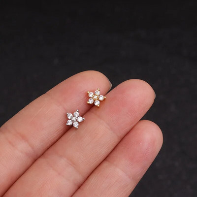1 db Holdcsillag Szív Kereszt Virág Korona Helix Piercing Tragus Stud Conch Fülbevaló Arany és Ezüst Szín Cz Porc Stud