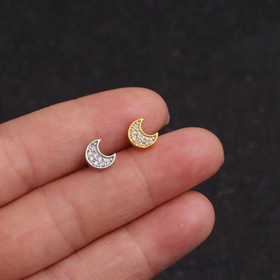 1 db Holdcsillag Szív Kereszt Virág Korona Helix Piercing Tragus Stud Conch Fülbevaló Arany és Ezüst Szín Cz Porc Stud