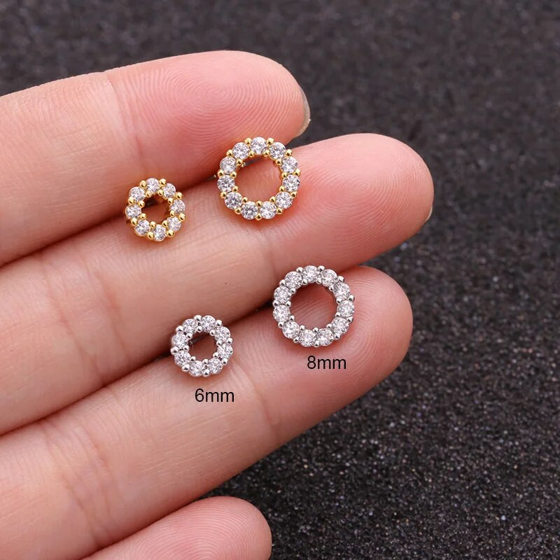 1 db Holdcsillag Szív Kereszt Virág Korona Helix Piercing Tragus Stud Conch Fülbevaló Arany és Ezüst Szín Cz Porc Stud