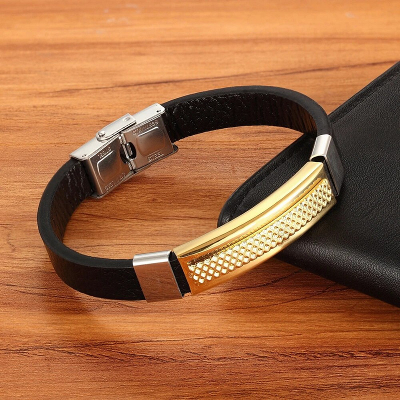 XQNI augstas kvalitātes taisnstūrveida nerūsējošā tērauda daudzkrāsu aksesuāri, kombinēti vīriešu ādas aproce skaistiem zēniem, dāvana