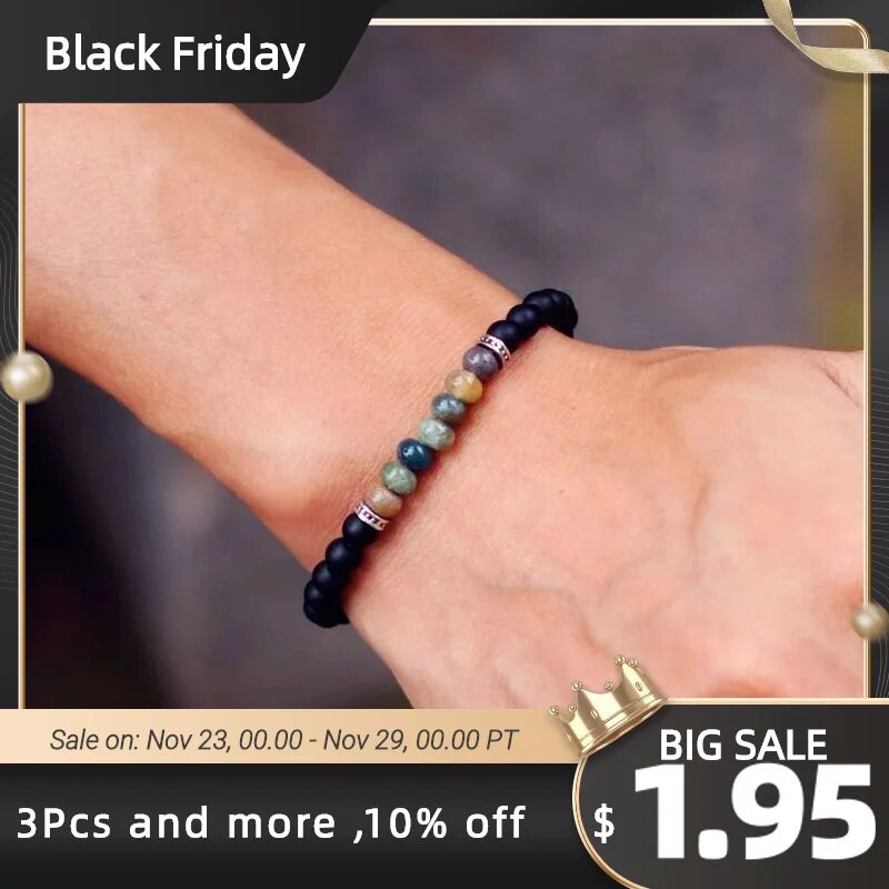 2023-as divat férfi karkötő 6 mm-es abakusz gyöngy karkötő kézi kiegészítők ajándék neki Természetes tigrisszemek indiai achát kő karkötő