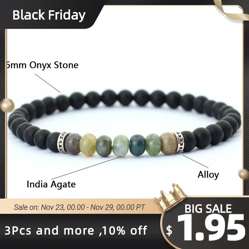 2023-as divat férfi karkötő 6 mm-es abakusz gyöngy karkötő kézi kiegészítők ajándék neki Természetes tigrisszemek indiai achát kő karkötő