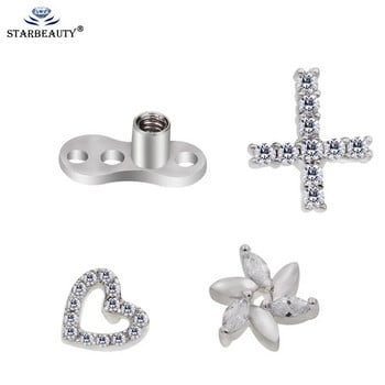 1Pc Flower Micro Dermal Anchor Titanium Piercings Dermal Anchor Base & Tops Skinner Diver Head Implants Body Piercing Jewelry