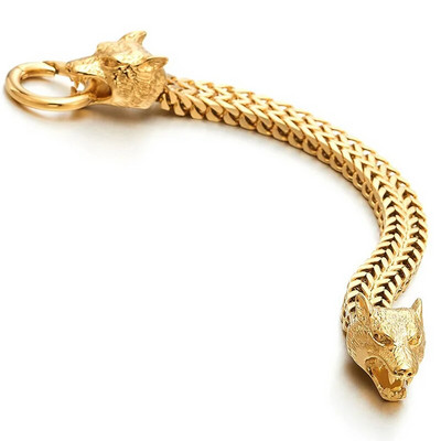 Nerūsējošā tērauda pīts vintage vikingu skandināvu vilka ķēdes rokassprādze 19/21/23 cm vīriešiem Dominējošas roka motociklistu ballītes rotaslietas