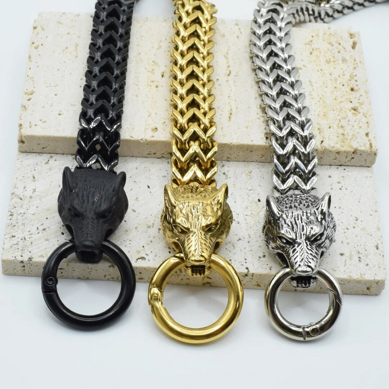 Nerūsējošā tērauda pīts vintage vikingu skandināvu vilka ķēdes rokassprādze 19/21/23 cm vīriešiem Dominējošas roka motociklistu ballītes rotaslietas