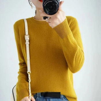 Γυναικείο πουλόβερ με λαιμόκοψη φθινόπωρο Χειμώνας Βασικό πουλόβερ Ζεστά casual pulls πουκάμισα κορεατικής μόδας Ανοιξιάτικο πλεκτό πουκάμισο με κάτω μέρος 2023