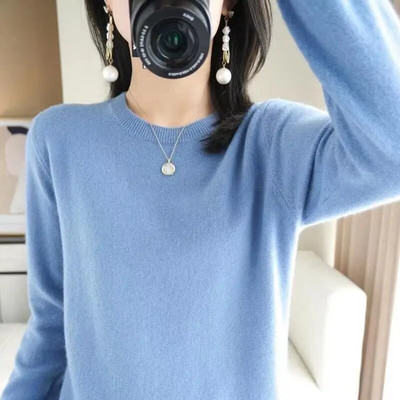 Sieviešu džemperis ar O veida kakla izgriezumu Rudens Ziemas Pamata Pulovers Silts Ikdienas Velkams Džemperi Korejiešu Modes Pavasara Trikotāžas Apakškrekls 2023