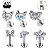 G23 Titanium ASTM F136 Pīrsings Labret Deguna nagu kniedes Auss Lūpas Helix Studs Mēles Nagu pīrsings Ķermeņa rotaslietas