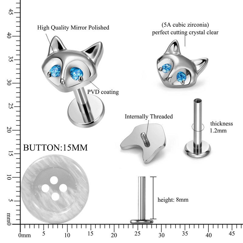 G23 Titanium ASTM F136 Pīrsings Labret Deguna nagu kniedes Auss Lūpas Helix Studs Mēles Nagu pīrsings Ķermeņa rotaslietas