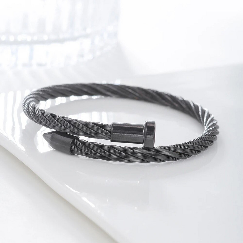 Jauna nagu galvas rokassprādze nerūsējošā tērauda rokassprādze vīriešiem pīta virves rokassprādze rokām darināta rokassprādze vīriešiem dāvana