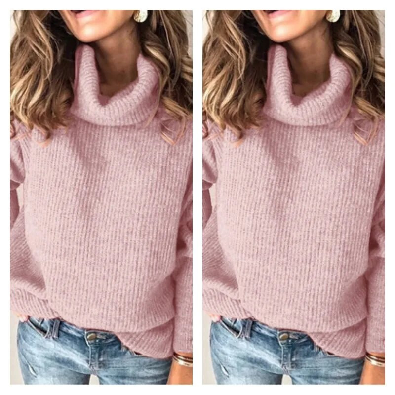 Pārrobežu rudens un ziemas Eiropas un Amerikas ārējās tirdzniecības sieviešu džemperi, trikotāžas topi ar augstu kakla izgriezumu