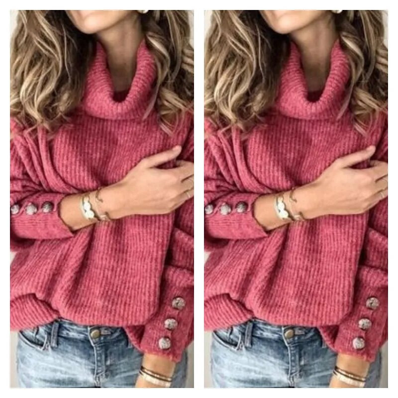 Pārrobežu rudens un ziemas Eiropas un Amerikas ārējās tirdzniecības sieviešu džemperi, trikotāžas topi ar augstu kakla izgriezumu