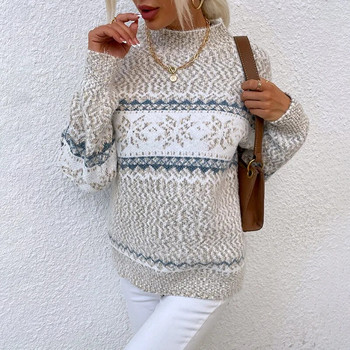 Модни дамски плетени пуловери с дълъг ръкав Пуловери Плетива Есенни зимни горнища Пуловери Пуловери с висока яка